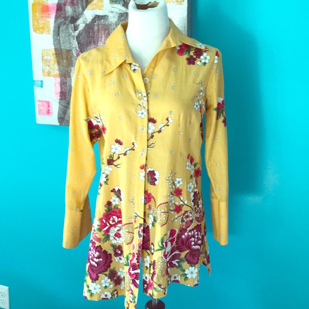 Soft Surroundings floral tunic blouse M